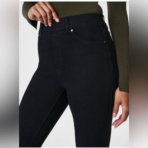 NWT $128 Spanx small tall black pull on jean leggings. Slimming. - Picture 6 of 14